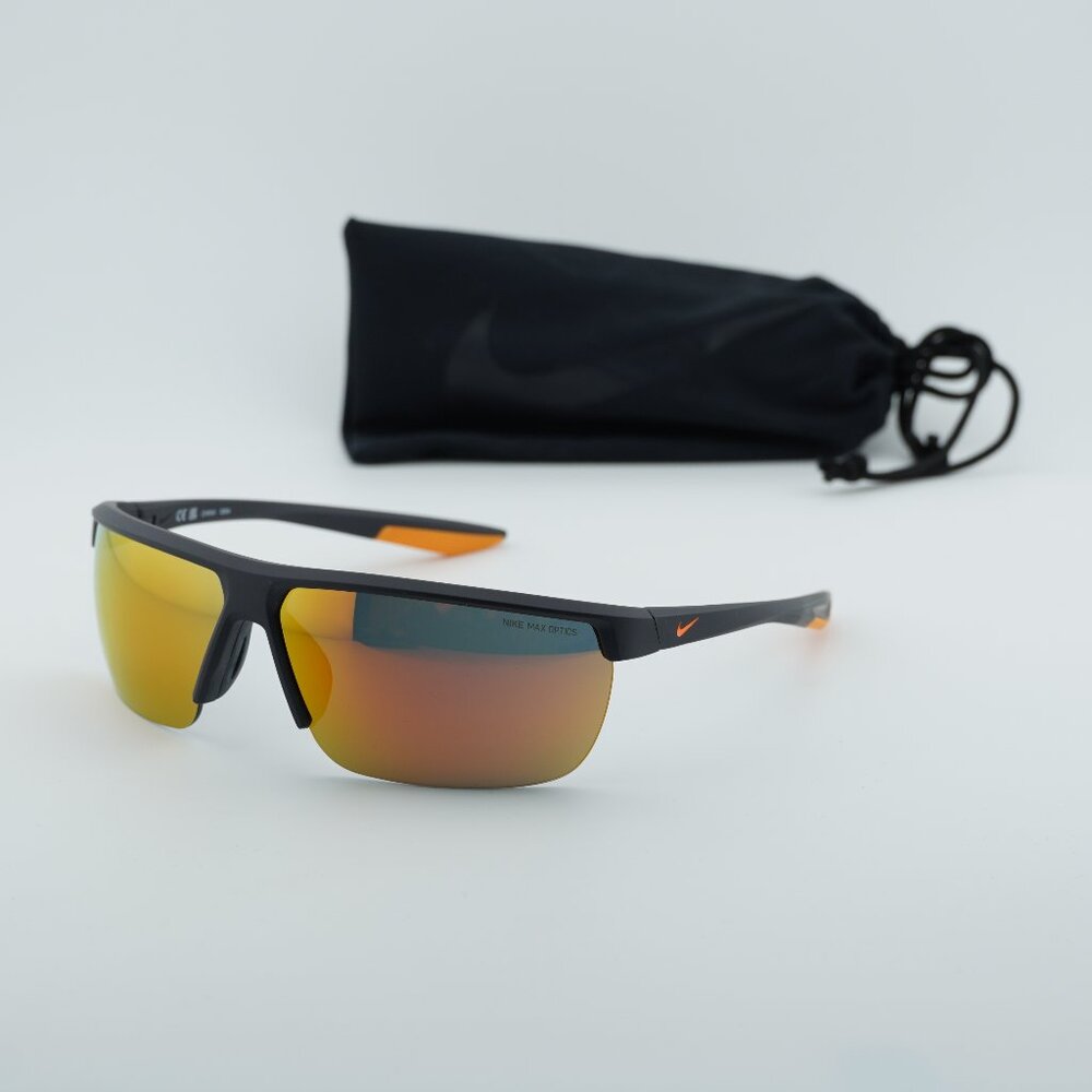 NIKE TEMPEST M CW4665 015 Rectangle Sunglasses - Gridiron/Orange Mirror